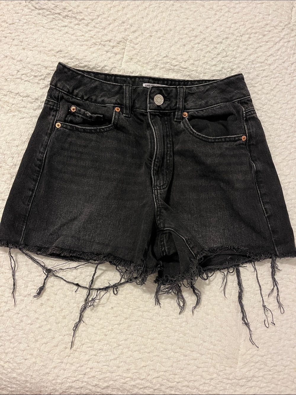 Garage Black Frayed Hem Denim Shorts